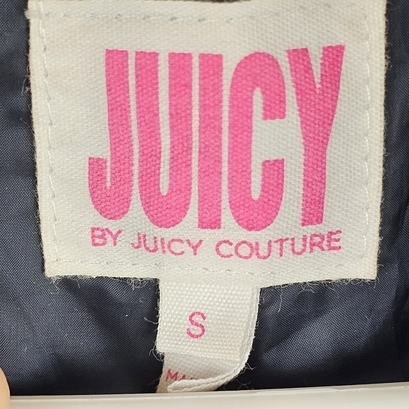 Juicy Couture sherpa and nylon mixed pull over Small Beige Blue Quilted Sleeves - Picture 7 of 9